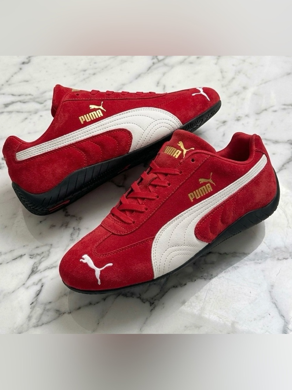 Puma Red Suede Sneakers with White Formstripe